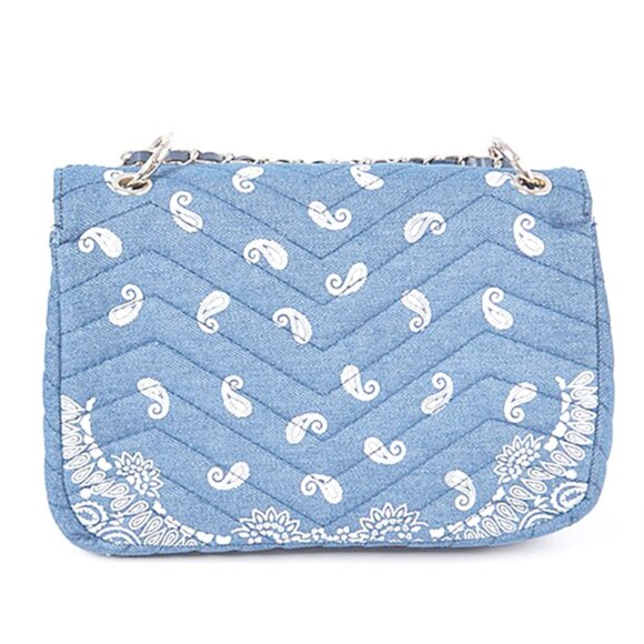 BNWT Paisley Bandana Printed Quilted Denim Crossbody Swing Bag - Picture 4 of 5